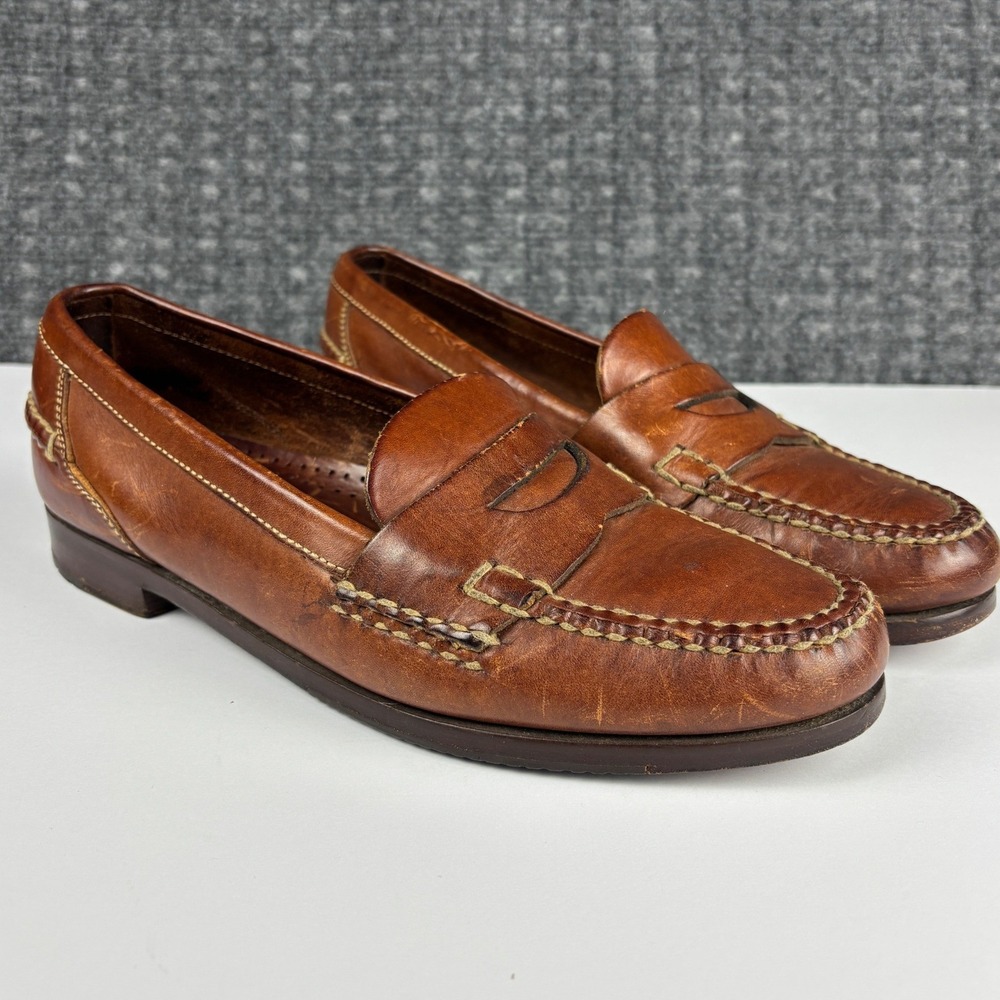 Cole Haan 2906 Genuine Handsewn Penny Loafer Leather Moc Toe Brown Mens 8M